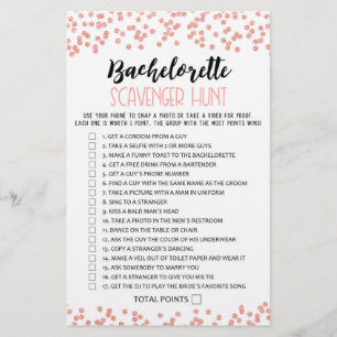 Papier Bachelorette Scavenger Chasse Hen Party jeu