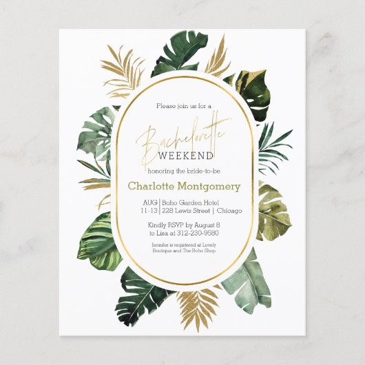 Papier Bachelorette Week-end Budget Itinéraire Invitation (Devant)