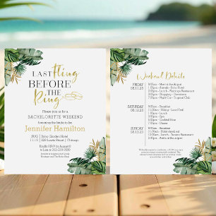 Papier Bachelorette Week-end Itinéraire Budget Invitation