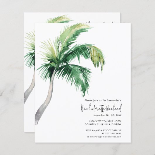 Papier Bachelorette Week-end Itinéraire et Invitation (Devant / Derrière)