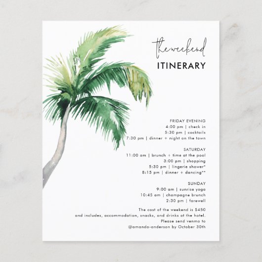 Papier Bachelorette Week-end Itinéraire et Invitation (Dos)