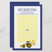 Papier Backhoe Construction Baby shower Bingo Jeu (Devant / Derrière)