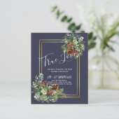 Papier Baies Rouges d'Hiver Cônes de Pin Mariage (Debout devant)