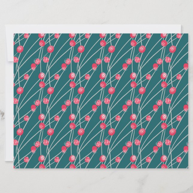 Papier Baies rouges enneigées sur fond vert foncé (Devant)
