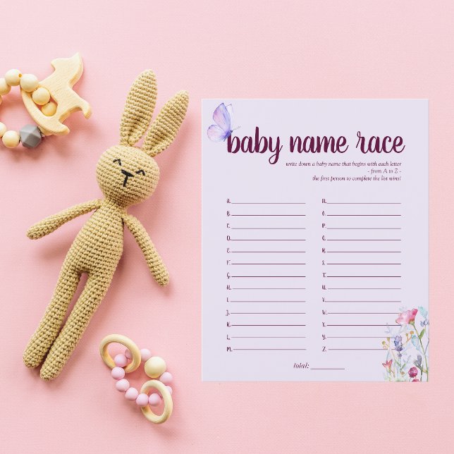 Papier Baisers à papillon Nom du Baby shower Jeu | Pourpr (Créateur téléchargé)