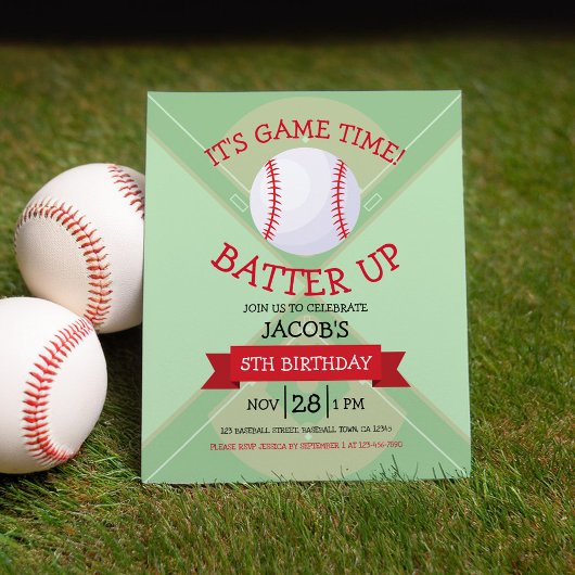 Papier Bal de baseball et Ruban Budget Invitation Anniver