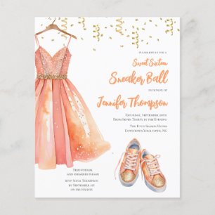 Papier Bal Sweet 16 Sneaker Budget Peach & Pailleté Or