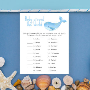 Papier Baleine aquarelle - bébé autour du monde jeu