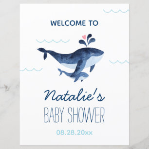 Papier Baleines nautiques sous le Baby shower marin Bienv