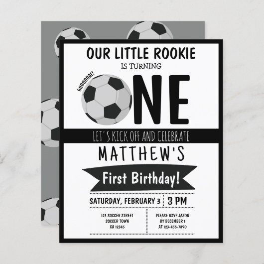 Papier Ball de football mignon Ruban Budget 1er anniversa (Devant / Derrière)