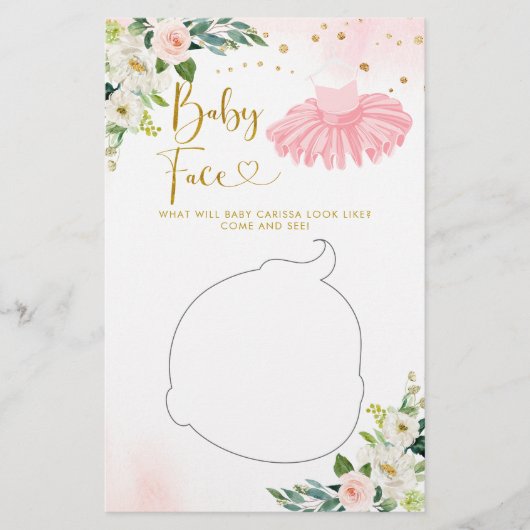 Papier Ballerina Tutu Baby shower Baby Face Jeu (Devant)