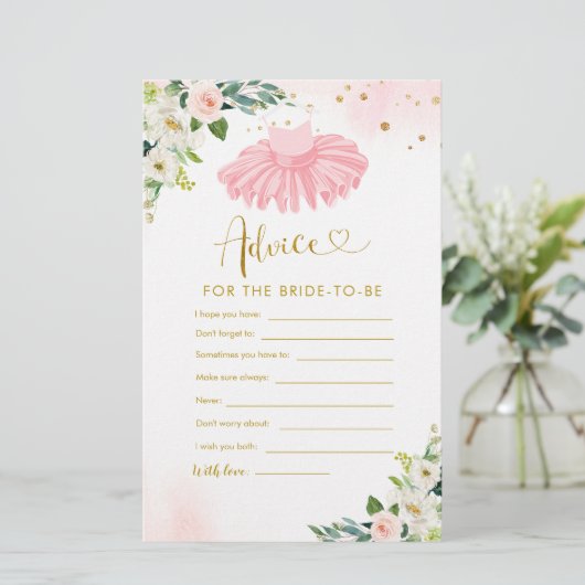 Papier Ballerina Tutu Baby shower Conseils pour les paren (Debout devant)