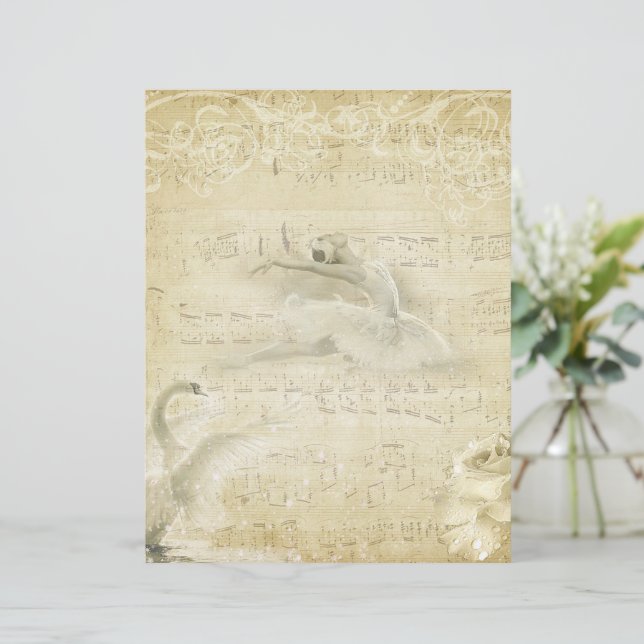 Papier Ballerine vintage et cygne (Debout devant)