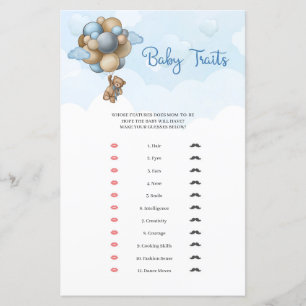 Papier Ballons beiges bleu ours en peluche Bébé Bichons
