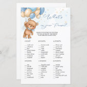 Papier Ballons Bleus Ours Teddy Ce qui est dans votre jeu (Devant / Derrière)