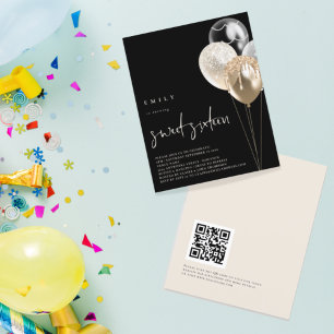 Papier Ballons Budget Or ivoire QR Code Sweet 16 Noir