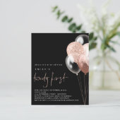 Papier Ballons Budget Script Rose Or 21e Invitation noir (Debout devant)