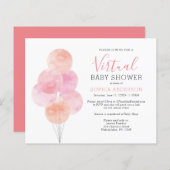 Papier Ballons d'aquarelle budget Invitation virtuel bébé (Devant / Derrière)