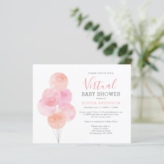 Papier Ballons d'aquarelle budget Invitation virtuel bébé (Debout devant)