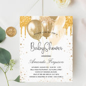 Papier Ballons de parties scintillant en or blanc baby sh