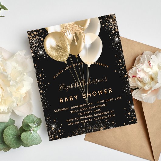 Papier Ballons de parties scintillant en or noir du Baby 