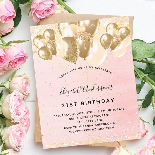 Papier Ballons de parties scintillant en or rose pâle pou