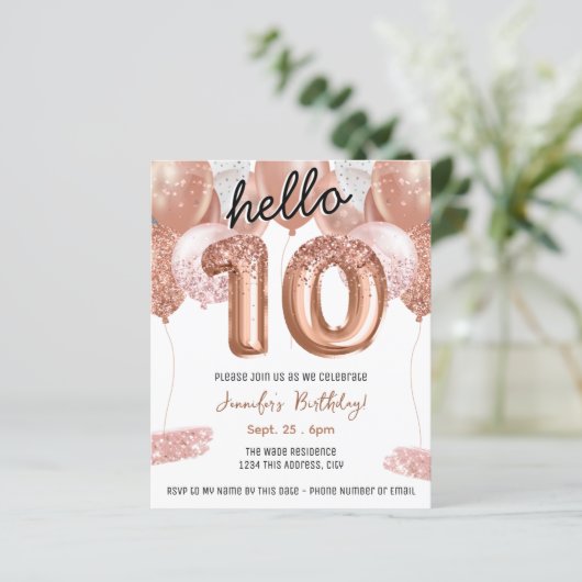 Papier Ballons de Parties scintillant rose 10e fête d'ann (Debout devant)