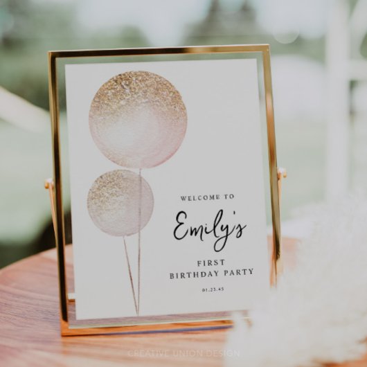 Papier Ballons de Parties scintillant rose 1er anniversai