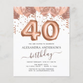 Papier Ballons d'or Rose budget 40e fête d'anniversaire (Devant)