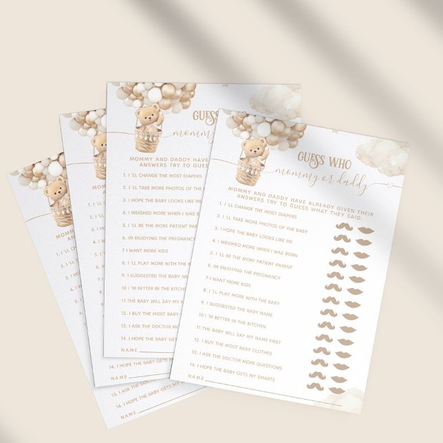 Papier Ballons d'ours Bearly Wait Baby shower Jeu (Créateur téléchargé)