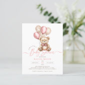 Papier Ballons d'ours budget rose fille Invitation Baby s (Debout devant)