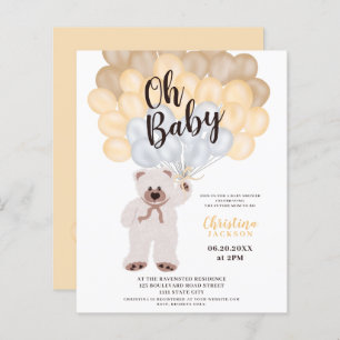 Papier Ballons d'ours en peluche budget baby shower neutr