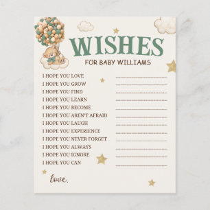 Papier Ballons Ours Voeux Vert Pour Bébé