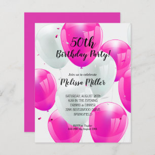 Papier Ballons rose budget Invitations de fête d'annivers