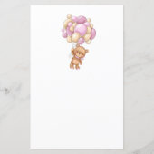 Papier Ballons rose ours Baby shower prédiction bébé (Dos)