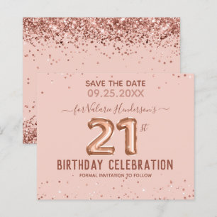Papier Ballons roses 21e anniversaire Enregistrer la date
