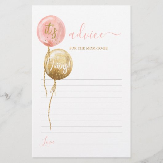 Papier Ballons roses jumeaux Conseils pour maman d'être c (Devant)