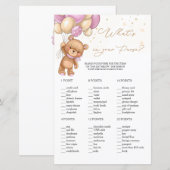 Papier Ballons roses Ours Teddy Ce qu'il y a dans votre s (Devant / Derrière)