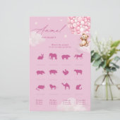 Papier Ballons roses Teddy Bear Animal Grossesse Jeu (Debout devant)