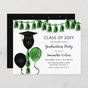 Papier Ballons verts Budget Invitations de graduation