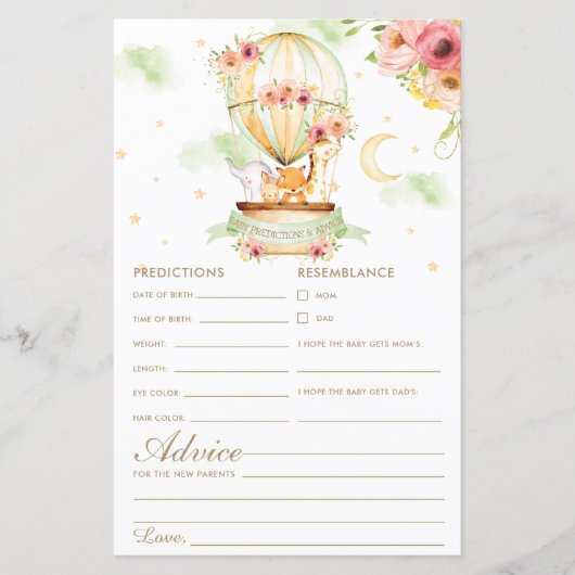 Papier Balloon à air chaud Animaux prédictions et conseil (Devant)