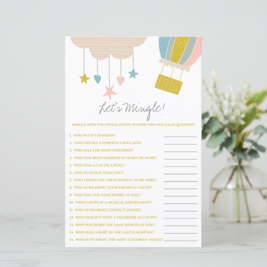 Papier Balloon & Cloud Mingle ! Jeu baby shower (Debout devant)