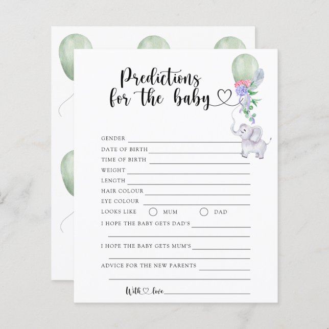 Papier Balloon & Elephant - prédictions et conseils pour  (Devant / Derrière)