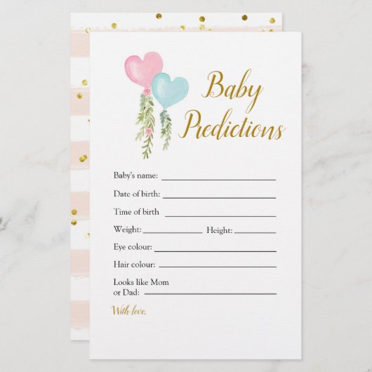 Papier Balloon Garçon ou fille Genre Révéler les prédicti (Devant / Derrière)