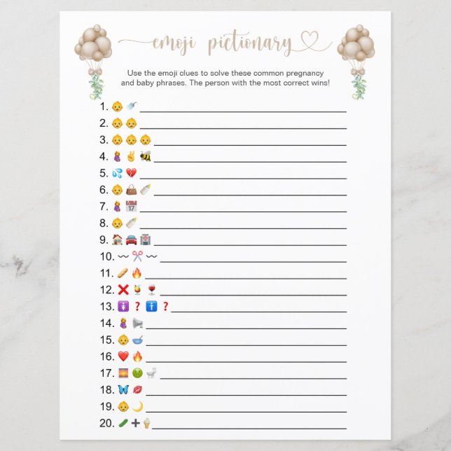 Papier Balloons Boho double face Emoji Pictionary Jeu (Devant)