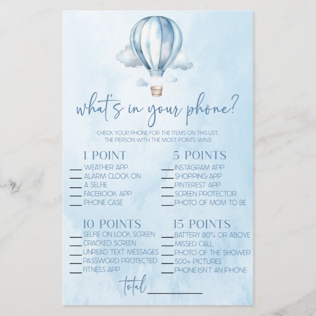 Papier Ballotte à air chaud dans votre jeu de Baby shower (Devant)