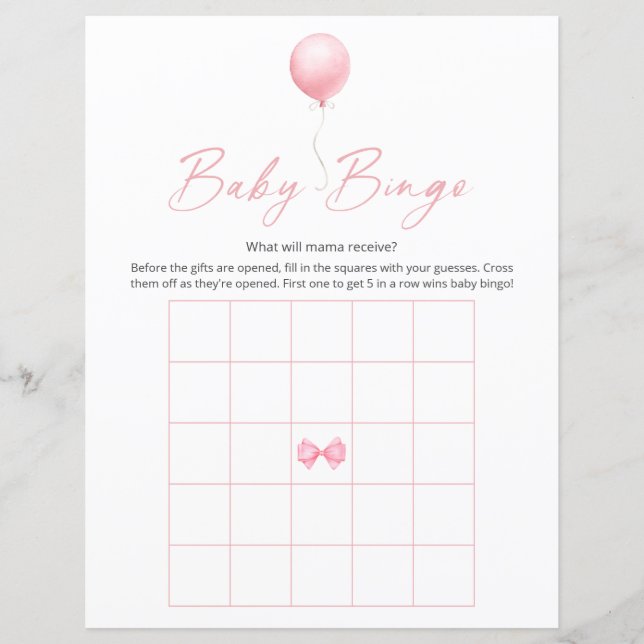 Papier Ballotte rose Baby shower moderne Jeu de Bingo (Devant)