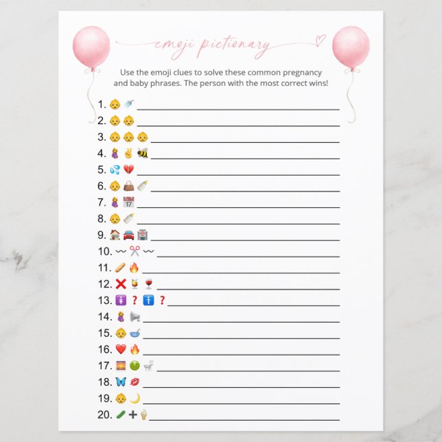 Papier Ballotte rose double face Emoji Pictionary Jeu (Devant)