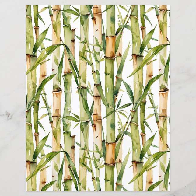 Papier Bambou vert et beige Motif (Devant)