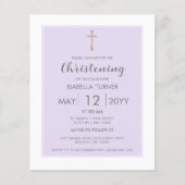Papier Bande pourpre | Christening Budget Invitation (Devant)